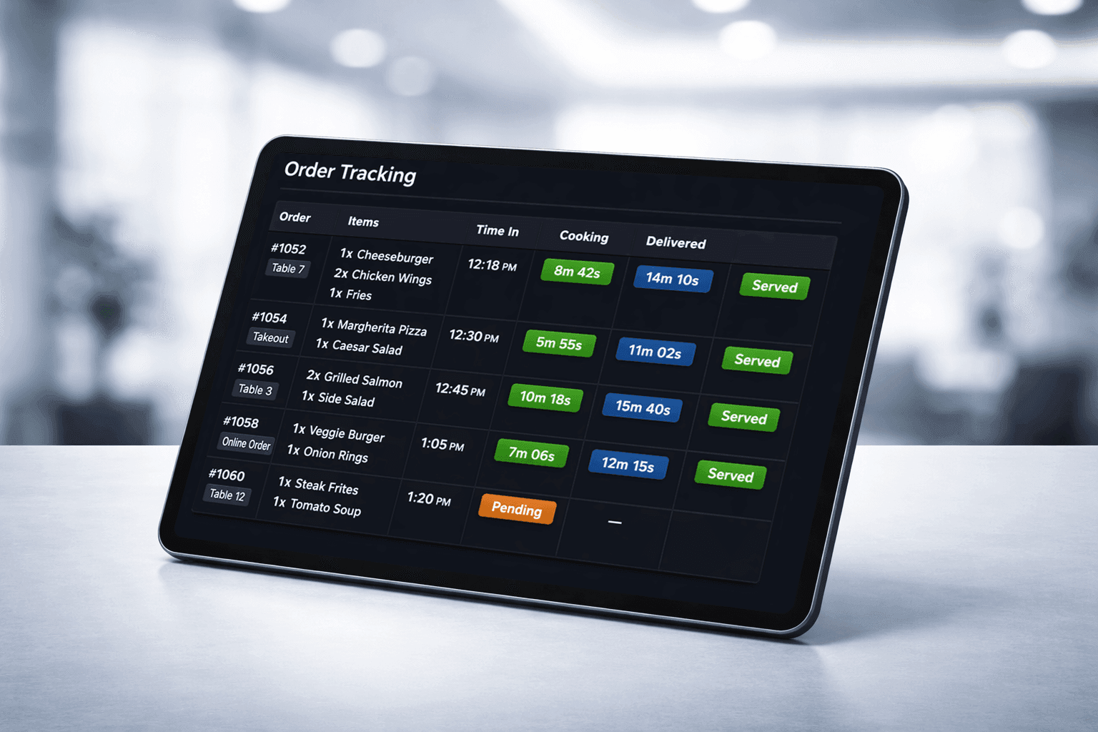 Order tracking interface showing item status